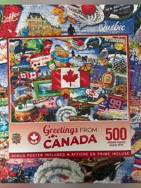 MasterPieces Greetings From Canada 500-Piece Puzzle - Red/White